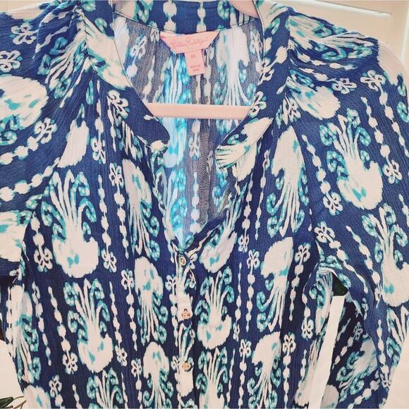 LILLY PULITZER ELSA INDIGO ROMPER SIZE XS - Picture 3 of 6